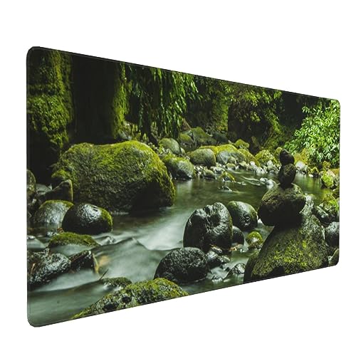 Grand tapis de souris de jeu 90 cm avec motif ruisseaux et tapis antidérapant