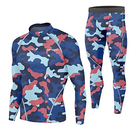 Findci Sportbekleidung, eng anliegend, für Herren, Fitnessstudio, Laufen, Camouflage, exklusive Sportkleidung, Trainingsanzug, 2 Stück / SET13, S Cover