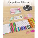 Sooez 6 Pack Extra Large Pencil Box, Plastic Pencil Case Crayon Box, Clear Marker Organizer Plastic Containers with Lid, Stackable Storage Boxes for Art Craft,Pen,Back to School Teacher Supplies, Grey - Image 4