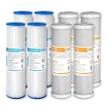 20 Micron Pleated Polyester Sediment Water Filter & 5 Micron CTO Carbon Block Water Filter 10"x2.5", Whole House Pre-Filter Universal Replacement Filter