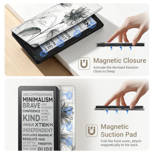 Image of CoBak Magnetic Case for XTEINK X4, Ultra-Lightweight Protective Cover for Xteink X4 E-Reader, Secure Magnetic Attachment(Sketching Sunflowers)