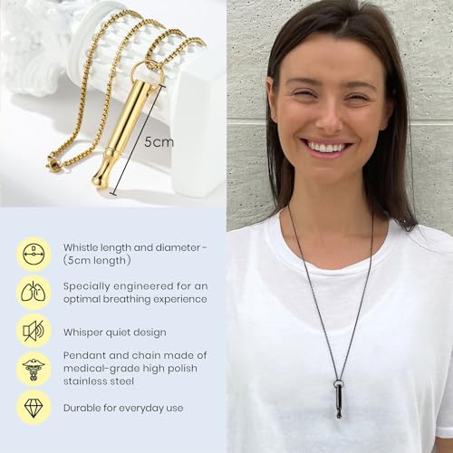 Mindfulness Breathing Necklace, Stainless Steel Stress Relief Breathe Necklace Jewelry Gift for Women and Men3