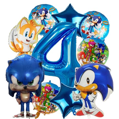 10pcs Deko Geburtstag Kinder Luftballons Alufolie Kindergeburtstag Deko 4 Jahre Luftballons Geschenk für Jungen und Mädchen