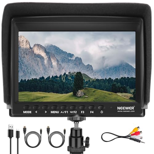 Image of NEEWER F100 7 inch Camera Field Monitor Updated Version, 450nit HD Video Assist IPS 1280x800 HDMI 1080p Peak Focus Histogram, Sunshade for DSLRs Handheld Stabilizer Film Making Rig, NO Battery