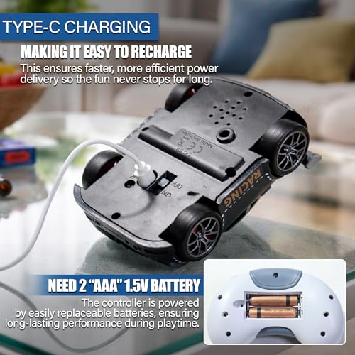 Image of VikriDA 2.4G Mini RC Drifting Induction Car for Kids | Remote Control Racing Car with LED Lights, Sound Effects, 360 Spins, Sensor Control, Auto Demo Toy for Boys & Girls - Black