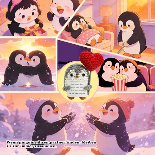 TMEINSONN Ich Liebe Dich Geschenke für Männer Frauen, Jahrestag Geschenk für Ihn, Partner Geschenke für Paare, Valentinstagsgeschenk für Freund, Hochzeitstag Pocket Hug Pinguin