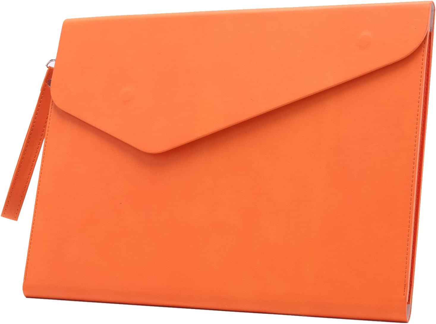 Enyuwlcm PU A4 Leather File Folder Document Holder Folder Stylish Portfolio Envelope Case with Strap and Invisible Magnetic Closure (Orange)