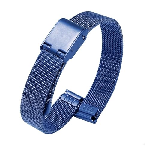 Chaîne de montre pour femme en acier inoxydable boucle milanaise bleu 18mm
