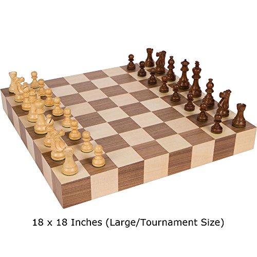 Athena Tournament Chess tablero y piezas de madera 18x18 in miniatura 2