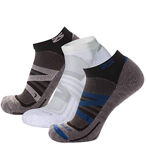 Zensah Wool Running Socks - Soft Cushioned Merino Wool, Moisture Wicking, Anti-Blister - Athletic Socks, Trail Socks (Medium (Mens 7-9.5, Womens 8.5-11), Cloud/Navy/White)