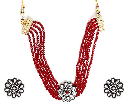 Buy OOMPH Jewellery Maroon Beads With 