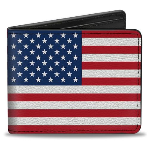 Buckle-Down Men's Wallet, Bifold, United States Flags, Vegan Leather, 4.0