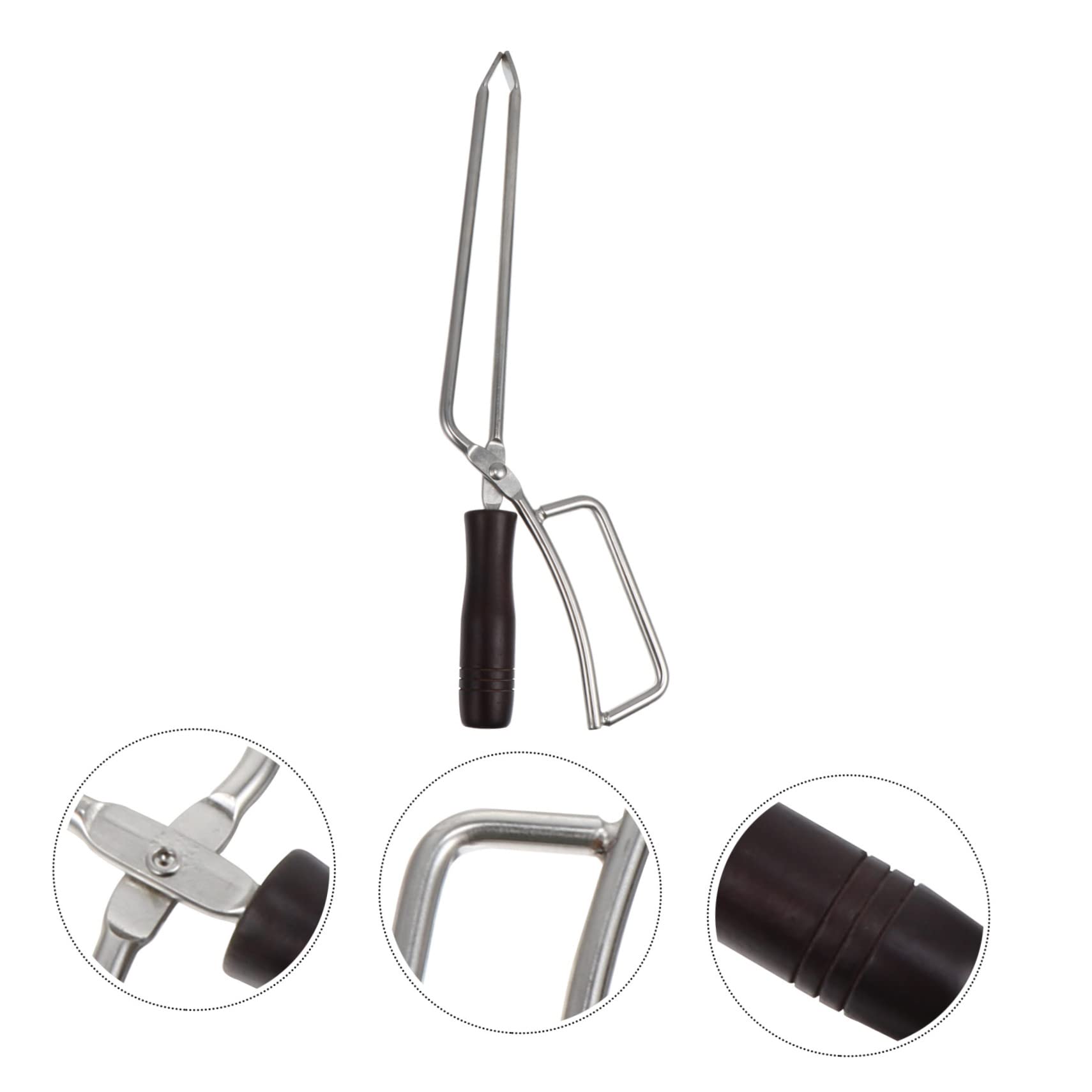 Pinza de Carbón Alargada de Acero Inoxidable Mango de Madera | Barbacoa, Pinzas para Barbacoa, Celebracion Verano, Uso Exterior y Hogar