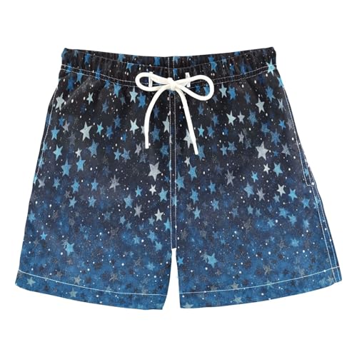 Boccsty Blue Sky Stars Gradient Flash Glitter Boys Swim Trunks Baby Kids Swimwear Summer Toddler Beach Board Shorts 2T
