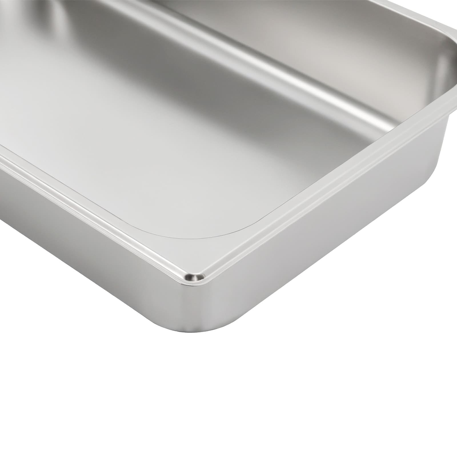 Set di 4 vassoi per alimenti GN 1/1 in acciaio inox 9L, 53,5 x 30,5 x 10 cm, piatto da cucina profondo per buffet, ristorante, cantina