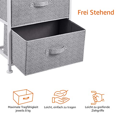 Amazon Basics Schubladenschrank-Ordnungssystem mit Stabilem Metallrahmen und 4 Herausnehmbaren Schubladen aus Stoff, Weiß