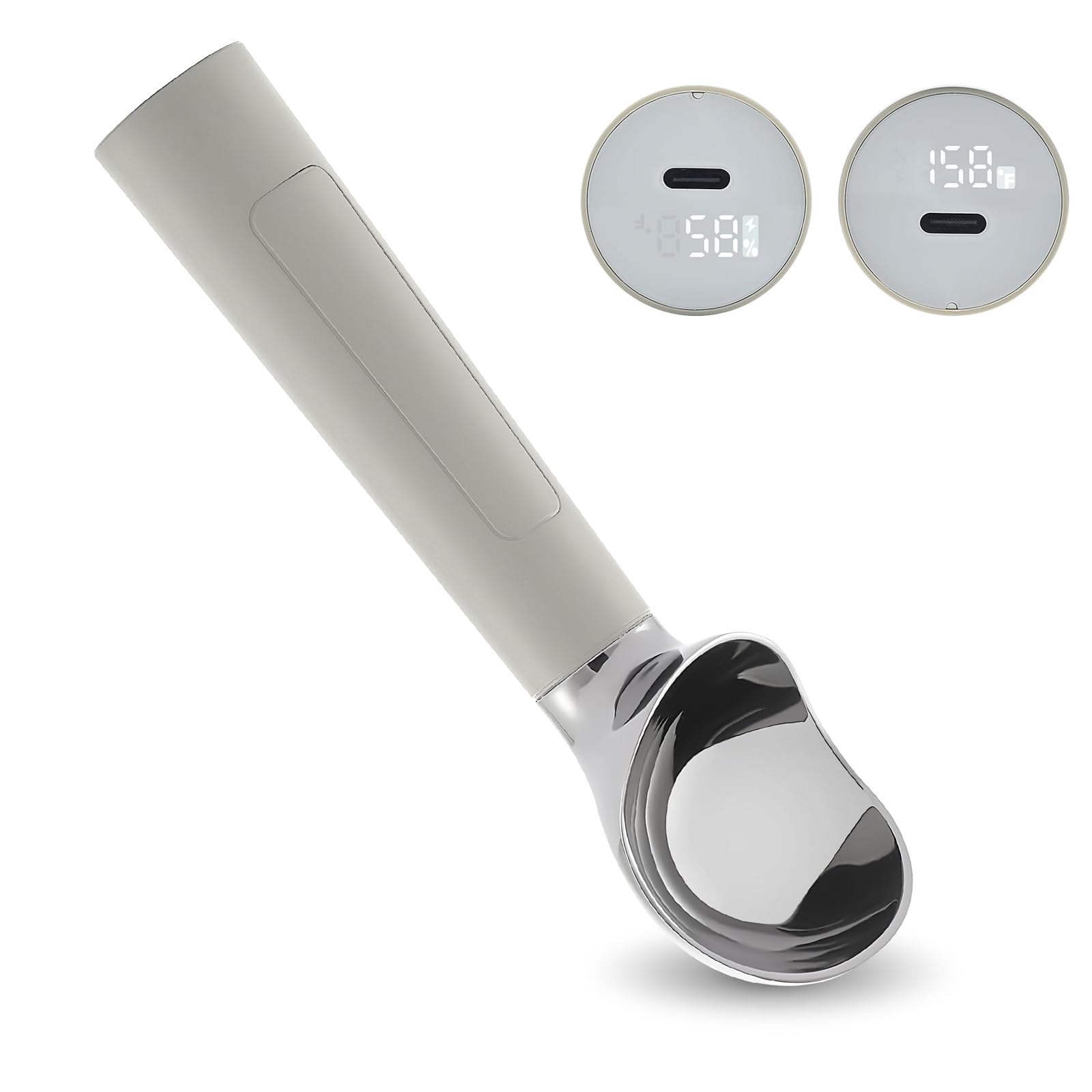 Cuillère À Glace Chauffante Électrique Chauffage Automatique Adaptée Desserts Durcis Rechargeable par USB avec Affichage LED Cuillère À Glace Électrique avec Chargement USB