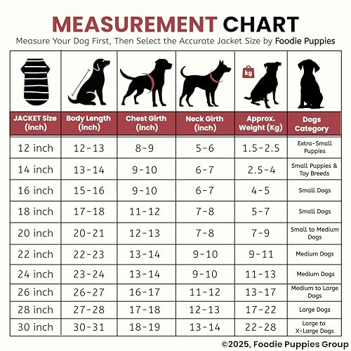 Image of Foodie Puppies Dog Puffer Hoodie Warm Winter Jacket - (Maroon Grey, 26 Inch) for Medium to Large Dogs | Ultra Warm Waterproof & Windproof Fur Coat | Washable Pet Vest Apparel for Cold Weather