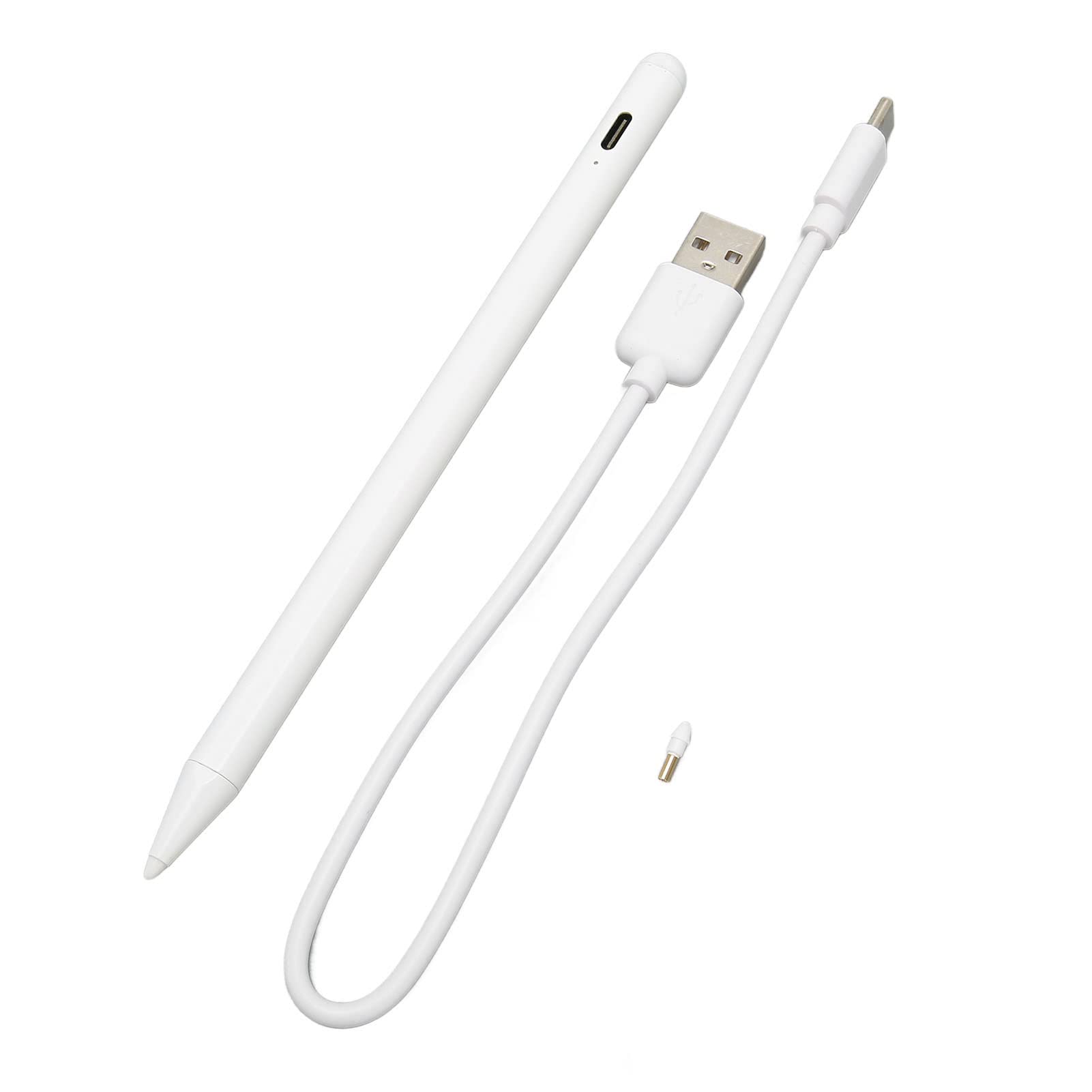 Lápiz óptico para Tableta, Lápiz Táctil de Escritura Brillante, Operación Simple, Sensor de ángulo de Inclinación con Indicador LED para Dibujar para Niños (White)