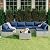 7 Pieces Patio Furniture Set - Outdoor Sectional Wicker Rattan Furniture with Cushion and Glass Table Patio Conversation Sets for Porch Poolside Backyard Outdoor Sofa Set Modular Sofa