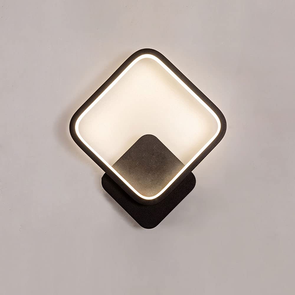 SXECAEPS 12W LED Sconce Minimalist Wall Lights Indoor Lamp, Square Metal Wash Light Modern Lamps for Living Room Porch Stairs Corridor, Simple Lighting Fixture (Color : Black-3000k)