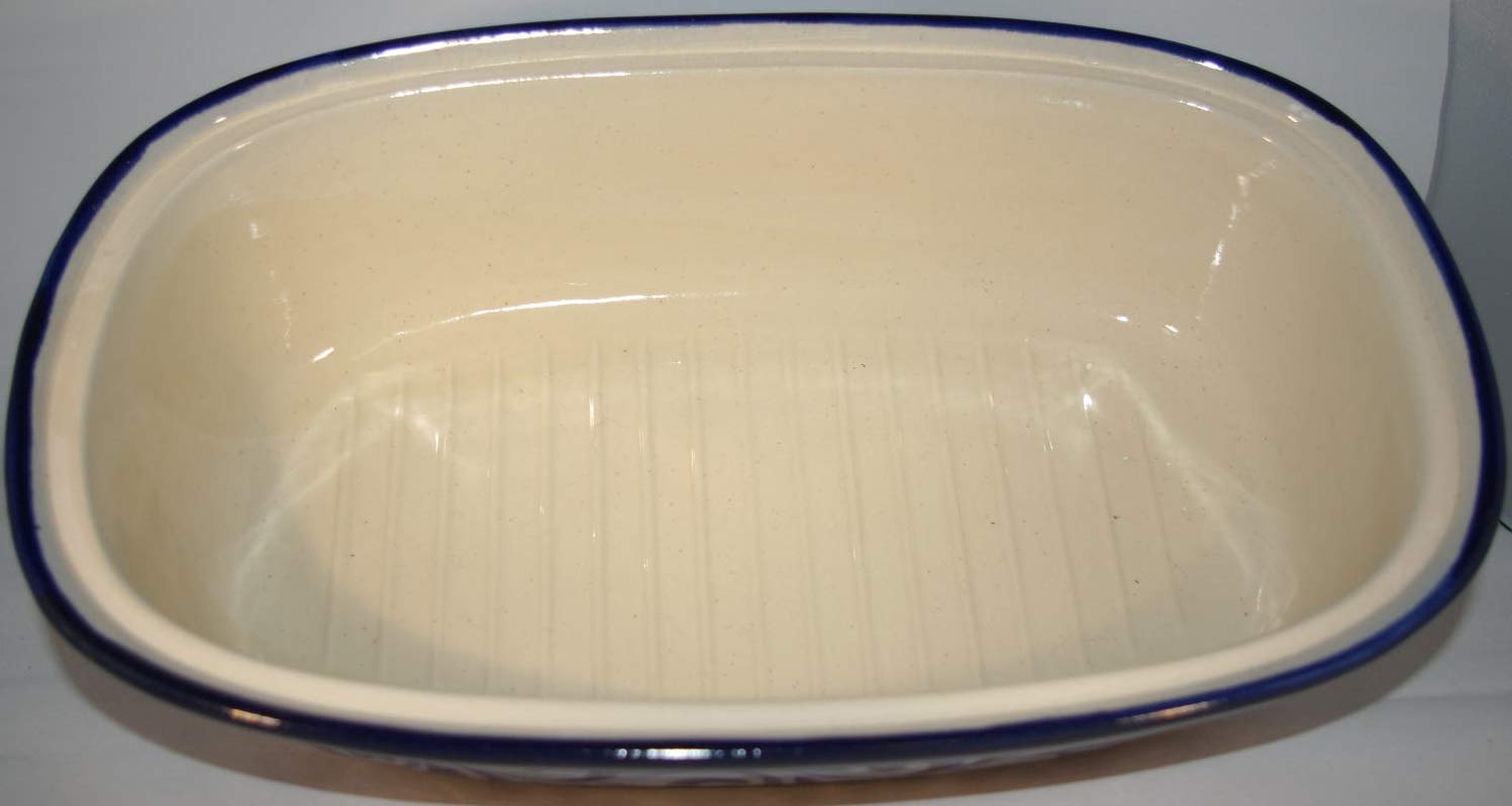Brottopf grau blau Gross 40 cm | Brotkasten | Brotbox | Brotdose | Brotbehälter | Steinzeug | LxB 41x25