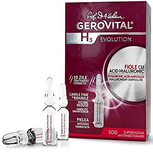 GEROVITAL H3 EVOLUTION Hyaluronic Acid Ampoules with Superoxide Dismutase for Anti-Aging, 2ml x 10