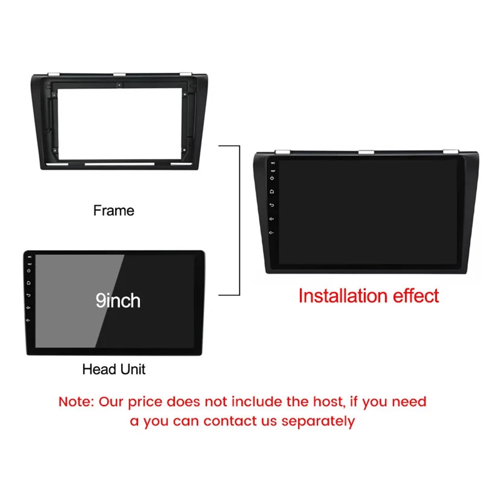 Radio Coche Adaptador Compatible con Mazda 3 2004-2009, Marco Frontal de 9 Pulgadas, Radio de Coche 2 DIN, GPS, Panel estéreo, Kit de Tablero Montaje Autoradio Marco