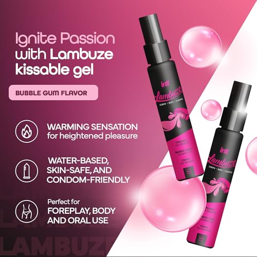 Lambuze Bubble Gum Flavored Massage Gel 55ml 1.85 Fl Oz INTT
