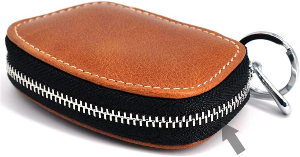 Men and Women Leather Key Case Car Compact Access Card Door Zipper