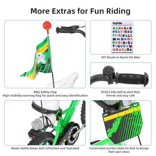 Image of JOYSTAR Little Daisy Kids Bike for Girls Boys Ages 2-10 Years, 12 14 16 20 Inch Girls Bikes with Doll Bike Seat & Streamers, Boys Bike with Flag & Number Plate, Multiple Colors