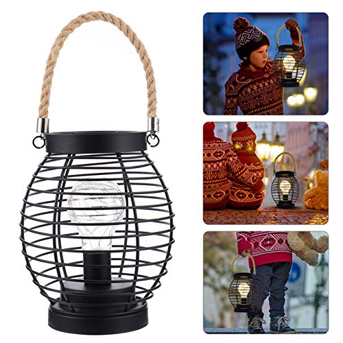Lurrose Lanterna Estilo Gaiola Luz Led Luz Operada por Bateria Abajur de Noite Vintage Com Corda de