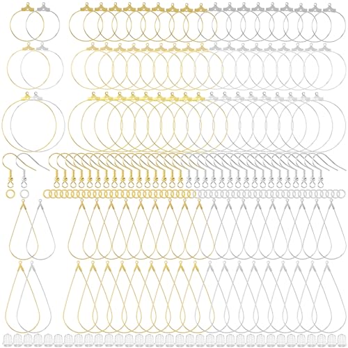 Pndeyo 700pcs Hypoallergenic Earring Making Accessories 4 Styles Silver & Gold