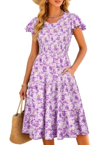 Image of Berydress Summer Dresses for Women 2026 Casual Boho Smocked Midi Sundress