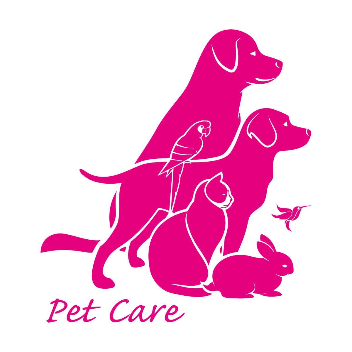 Pet Care Dog Cat Parrot Rabbit Home Animals Wall Decals PVC 36x40.3cm It Won't Fall Off Small Rosered — image 1