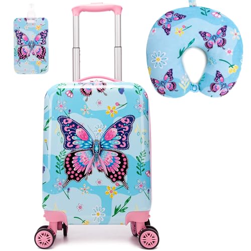 Image of Kid's Luggage Set 2 Piece Suitcase Set 16 inch Hardside Luggage with Spinner Wheels Girls Carry on Toddler Travel Rolling Suitcase