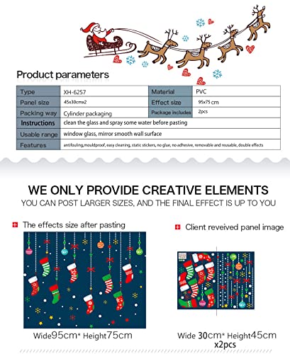 Ondy Merry Christmas Garter Window Glass Decoration Stickers 2023 New Holiday Removable Dress Up Diy Static Window Clings Decals For Living Room Bedroom Shop Window #TOP4