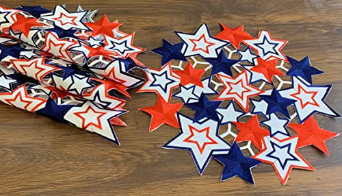 Granddeco Holiday Patriotic 14" Placemats Set Of 4 4Th Of July Independence Day Embroiderd Cutwork Blue&Red Stars Dresser Scarf For American Memorial Day Holiday (14" Placemats Set Of 4) #TOP6