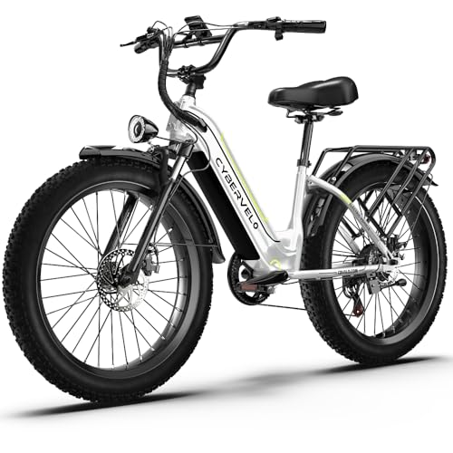 Image of Cybervelo Electric Bike, 2000W Peak Motor Electric Bike for Adults, 26'' x 4.0'' Fat Tire Best Ebike for Men, 48V 25Ah Electric Mountain Bike, 36MPH, 100 Miles Electric Bicycle, 7 Speed, 110NM