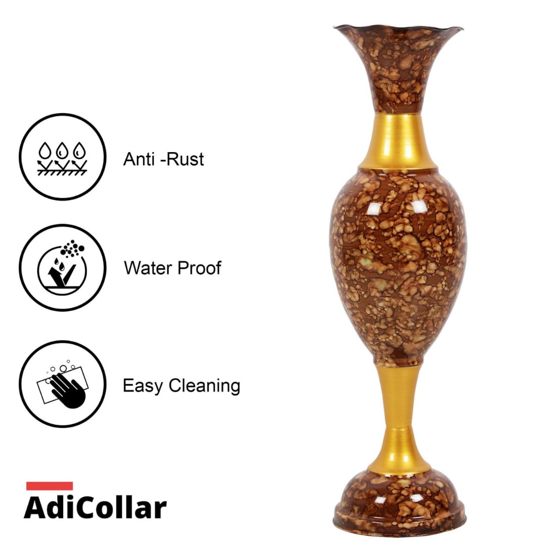 AdiCollar Metal Flower Vase - Rustic Brown Vase -8