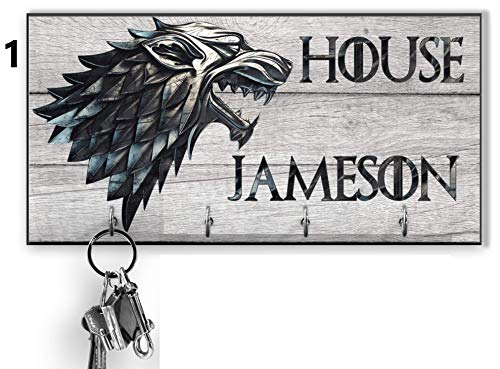 Personalized gray Key Hanger for wall Game of thrones key holder Custom key rack Wolf stark key holder Key organizer Anniversary Gift Fan the game of thrones Wedding surprise House stark key holder