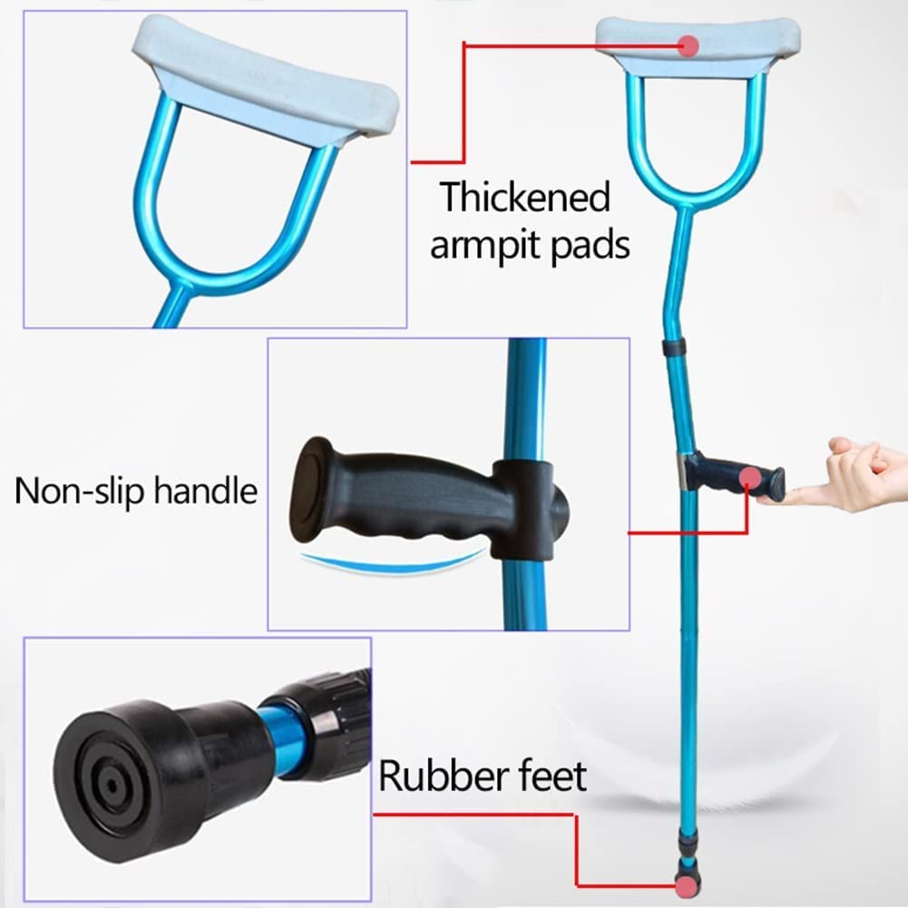 Stampelle da Passeggio Stampelle Mediche Ascellari per Camminare Stampelle Regolabili in Alluminio Leggero Stampelle Ascellari Pieghevoli per Adulti/Giovani/Disabili Capacità 100 Kg/220 libbre Ausil