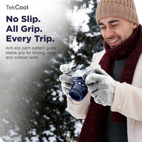 Image of TEKCOOL Winter Gloves for Men & Women with Touchscreen Finger Bike Winter Hand Gloves for Men Woolen Winter Gloves for Women Thermal Hand Gloves for Winter Warm Gloves Unisex