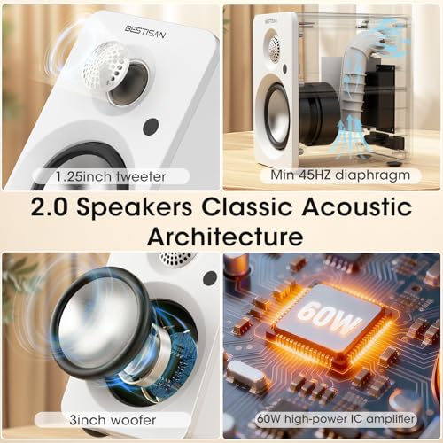 Altavoces Bluetooth para estantería BESTISAN de 50W con entrada ARC y salida de subwoofer 2