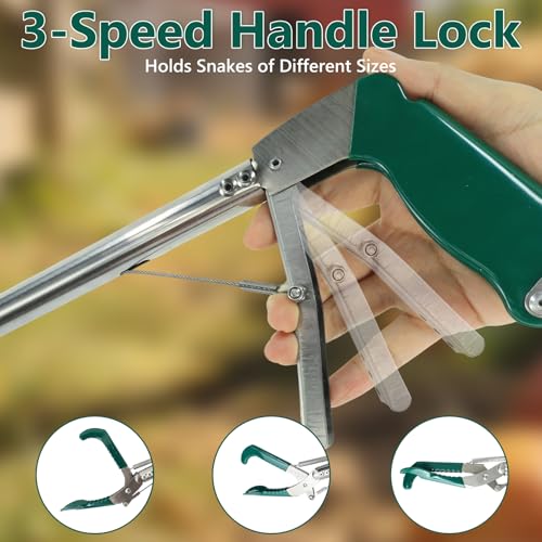 Image of 50 Inch Collapsible Snake Tongs, Heavy Duty Rust Proof Stainless Steel Snake Grabber Tool with Non-Slip Rubber Coated Jaw & Handle, 3-Section Folding Reptile Catcher for Catching & Wildlife Handling