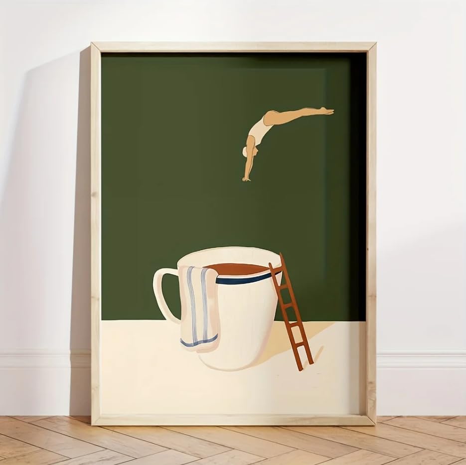 Décoration du salon chaleureuse avec une affiche rétro motif café