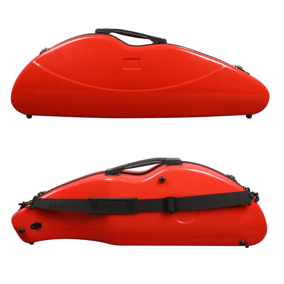 Vetimobato Hard Shell Violin Case 4/4 Full Size Carbon Fiber With Back Strap & 2 Bow Holder - Strong Light Box ca. 1.9kg (Red)