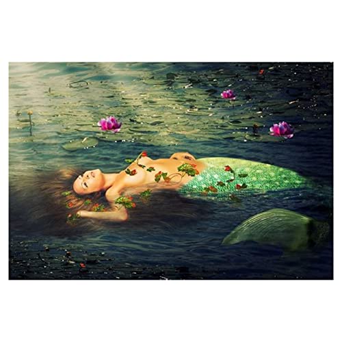 Canvas Art Sexy Woman Mermaid Canvas Posters and Prints Wall Art Poster Prints Wall Pictures for Home Wall Decor 40x60cm Sin marco