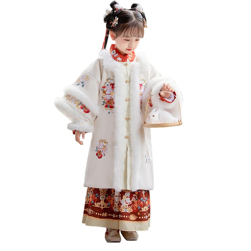 NIBHZ Odzież zimowa dziewczęca Hanfu, dziecięcy garnitur Tang, pogrubiona, w stylu chińskim,110cm