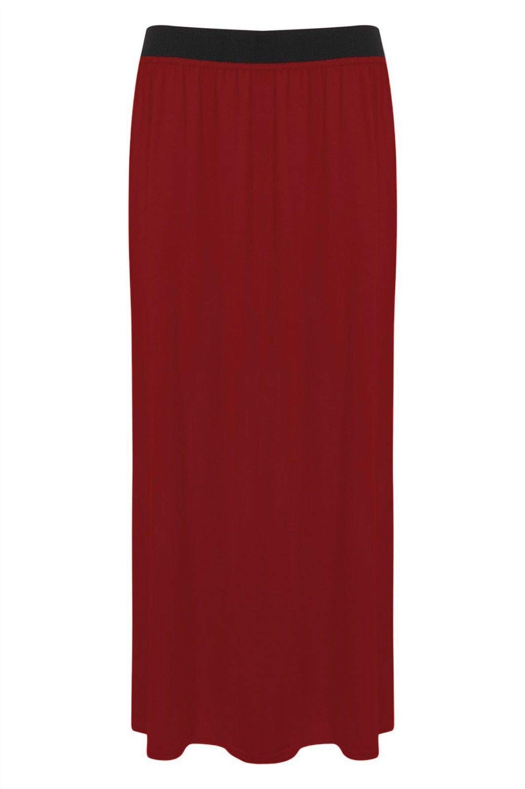 WearAll Ladies Long Maxi Skirt Womens Elasticated Stretch Full Length Plus Size Wine 24/26 (3XL)